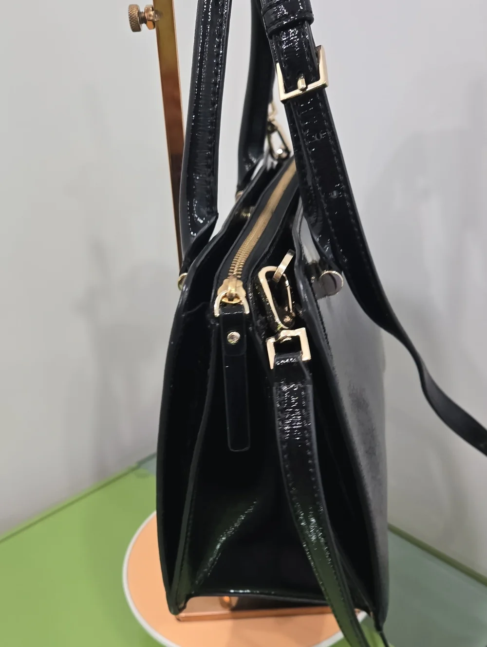 Kate Spade Bixby Place Black Patent Satchel with Gold Hardware and Wallet